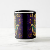 Mug Mardi Gras Or Violet Vert Hamsas Art (Centre)