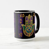 Mug Mardi Gras Or Violet Vert Hamsas Art (Devant droit)