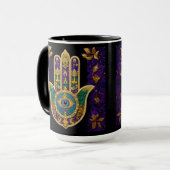 Mug Mardi Gras Or Violet Vert Hamsas Art (Devant gauche)