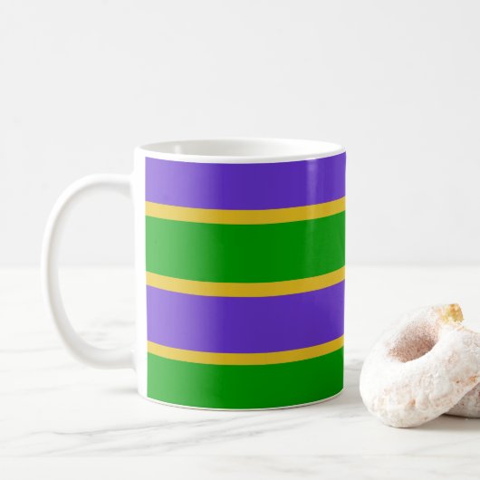 Mug Mardi Gras Stripes (Avec donut)