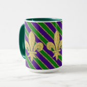 Mug Mardi Gras Stripes & Fleur de Lys (Devant gauche)