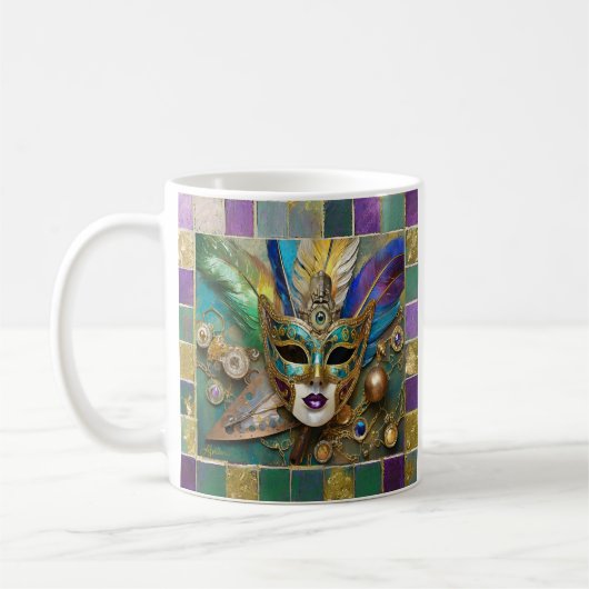 Mug Mardi Gras Troisième Oeil Gold Céramique Masque (Gauche)