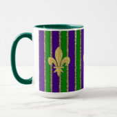Mug Mardi Gras Verticales Stripes & Fleur de Lys (Gauche)