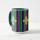 Mug Mardi Gras Verticales Stripes & Fleur de Lys (Devant gauche)