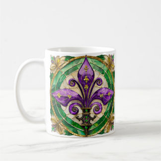 Mug Mardi Gras Vitrail Fleur de lis