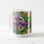 Mug Mardi Gras Vitrail Fleur de lis (Devant gauche)