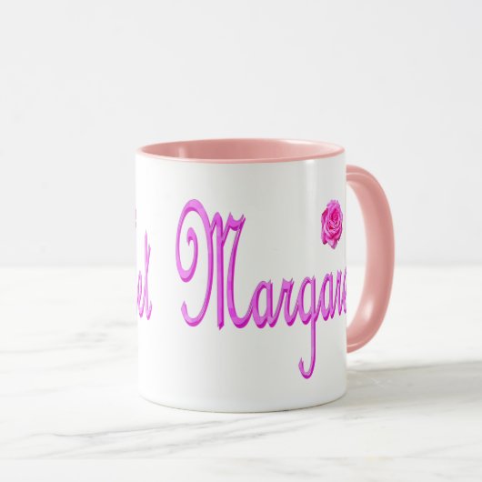 Mug Margaret Nom Logo rose, (Devant droit)
