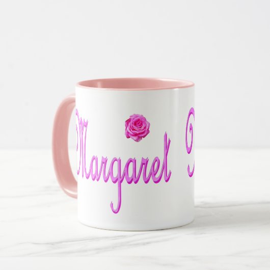 Mug Margaret Nom Logo rose, (Devant gauche)