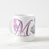 Mug Margaret nom personnalisable rose fleurs boho (Devant gauche)