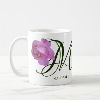 Mug Margaret nom personnalisable rose rose rose floral