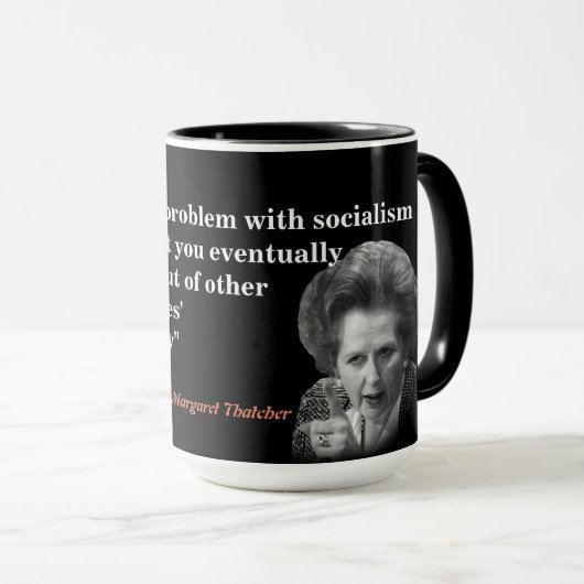 Mug Margaret Thatcher Citation sur le socialisme (Devant droit)