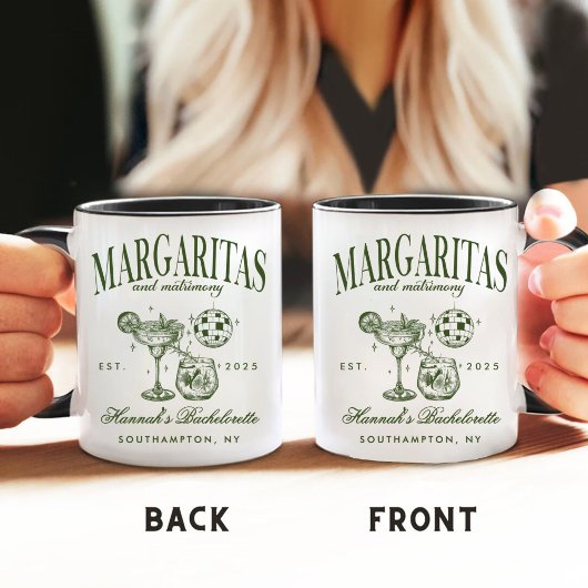 Mug Margaritas Modernes Rétro et Mariage Rayé Bach