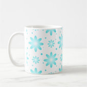 Mug Marguerite délicate blanche et turquoise, point mo (Gauche)