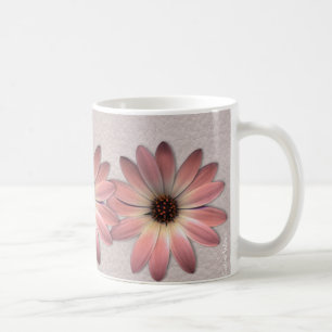 Mug Marguerite Rose - Image de fond à texture en cuir