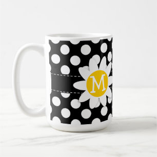 Mug Marguerite sur le pois noir et blanc