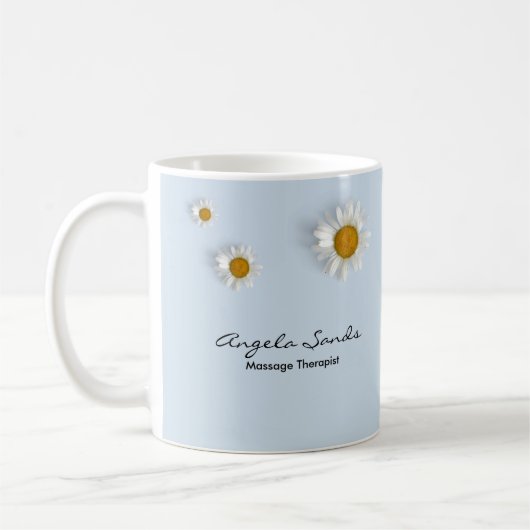 Mug Marguerites blanches élégantes bleues (Gauche)