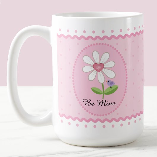 Mug Marguerites blanches roses Be Mine Valentine