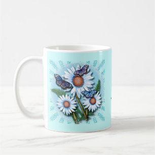 Mug Marguerites bleues papillon