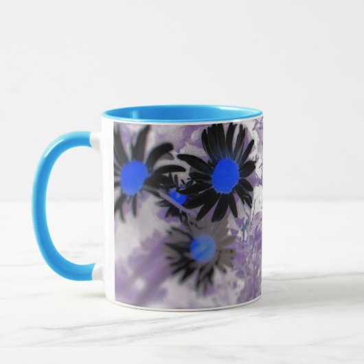 Mug marguerites noir et bleu (Gauche)