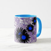 Mug marguerites noir et bleu (Devant droit)