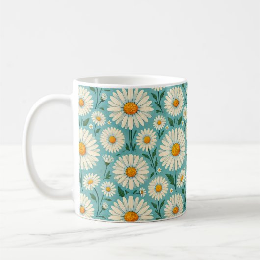 Mug Marguerites sur un fond bleu doux (Gauche)