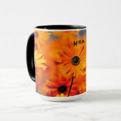 Mug marguerrier aux fleurs orange (Devant gauche)