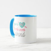 Mug Mari rose bleu de travail d'amour - thé de café (Devant gauche)