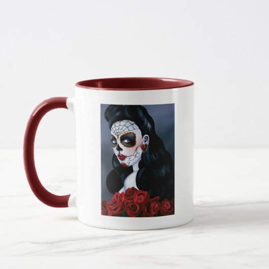 Mug Maria Crâne sucre Roses rouges (Gauche)