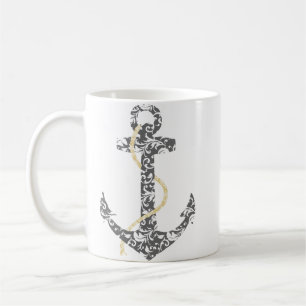 Mug Mariage à la plage de la Ancre jaune et gris