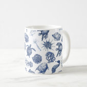 Mug Mariage à l'aquarelle moderne plage côtière Bleu (Devant droit)