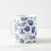 Mug Mariage à l'aquarelle moderne plage côtière Bleu (Devant gauche)