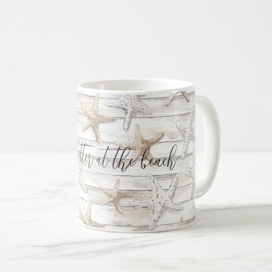 Mug Mariage à l'étoile de mer sur la plage de l'océan (Devant droit)