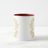 Mug Mariage à Monogramme Floral Or Élégant (Centre)