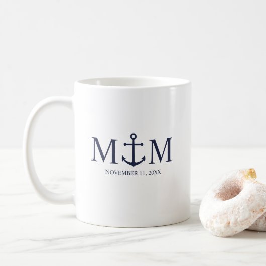 Mug Mariage Ancre bleu marine (Avec donut)
