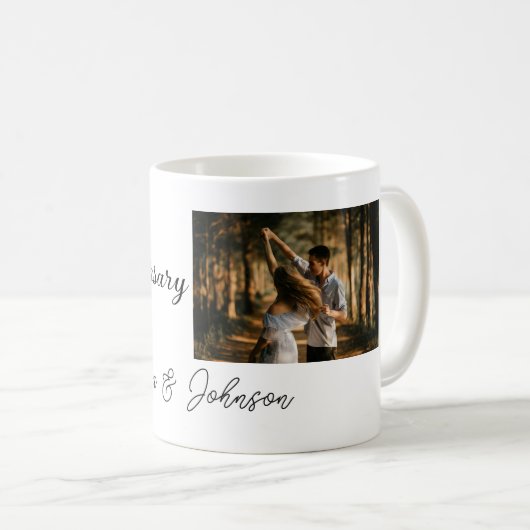 Mug Mariage Anniversaire ajouter nom année image texte (Devant droit)