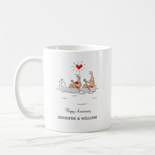 Mug Mariage Anniversaire Marié Couple Heart Canoe (Gauche)