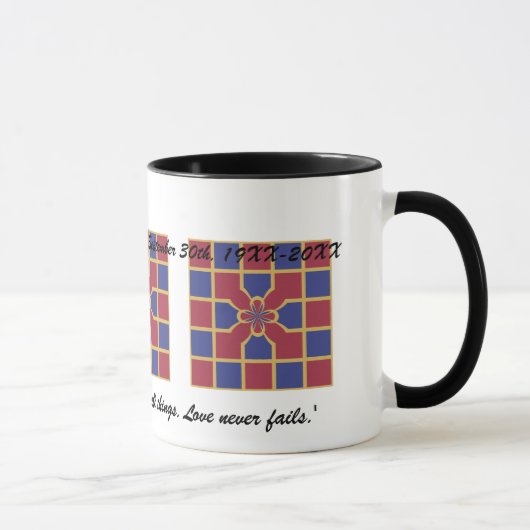 Mug Mariage Anniversaire Marine Rouge Géométrique Avec (Droite)