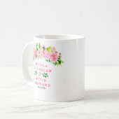 Mug Mariage aux Roses Roses avec Feuillage (Devant gauche)