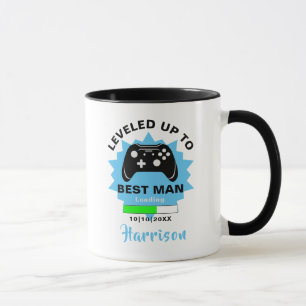 Mug Mariage Best Man Levelup Gamer Fun Glass
