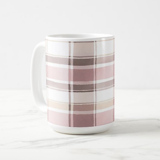 Mug Mariage Blush Rose Crème Brun Rayures (Devant gauche)