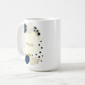 Mug mariage botanique fleurs navy & blanc or (Devant gauche)