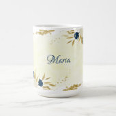 Mug mariage botanique navy & fleurs blanches or (Centre)