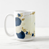 Mug mariage botanique navy & fleurs blanches or (Gauche)