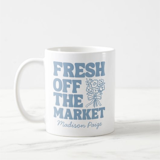 Mug Mariage Champêtre Bleu Frais sur le Marché pour un (Gauche)