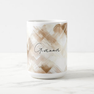 Mug Mariage Champêtre Crème Brun Rayures Fête de Maria