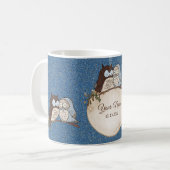 Mug Mariage Chouette Pailletée Brun Bleu Magnifique (Devant gauche)