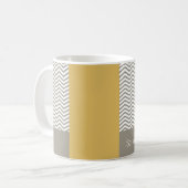 Mug Mariage commémoratif chic gris et blanc Chevron (Devant gauche)