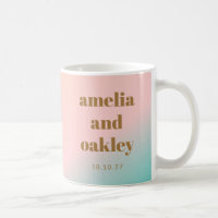 Mariage Couple Moderne Minimaliste Or Rose Turquoi