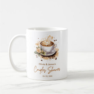 Mug Mariage Couple Thème Café Marron Floral Shower
