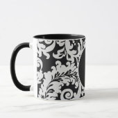 Mug Mariage damassé florale moderne noir & blanc éléga (Gauche)